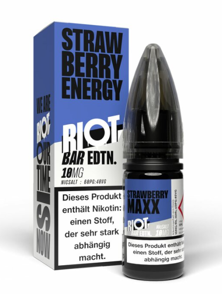 Riot Squad NikSalt Strawberry MAXX Energy 10mg 10ml (Steuer)