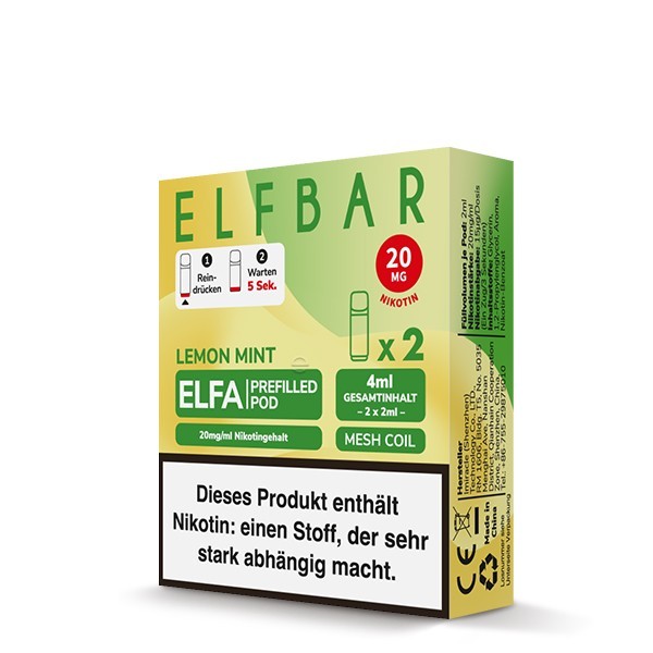 Elfbar ELFA CP Prefilled Pod Lemon Mint 20mg 2er Pack