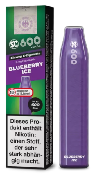 SC 600 Blueberry Ice 17mg Einweg (Steuer)