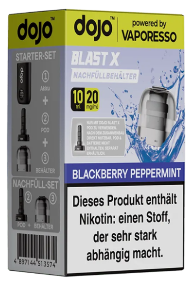 dojo Blast X Refill 10ml 20mg Blackberry Peppermint