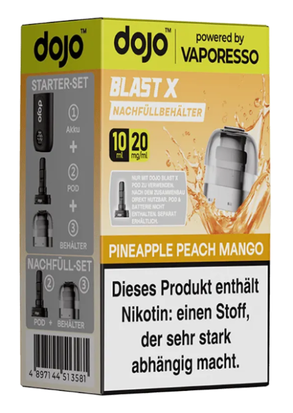 dojo Blast X Refill 10ml 20mg Pineapple Peach Mango